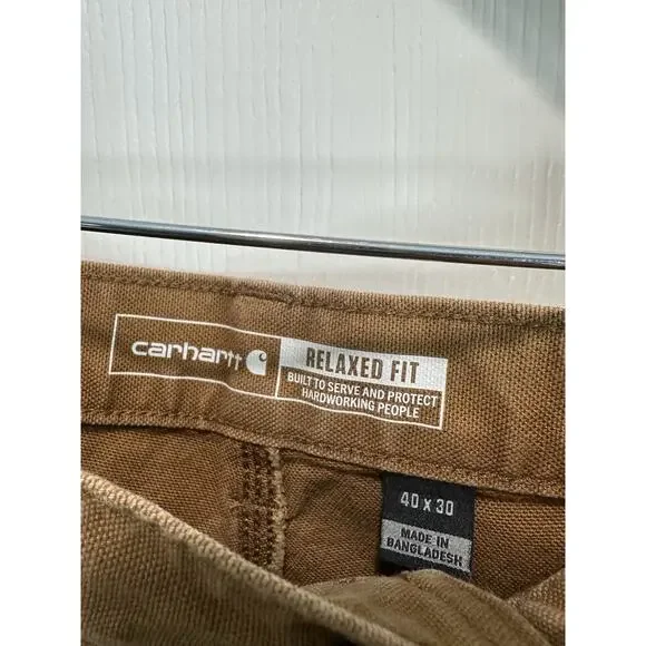 Vintage Carhartt Canvas Workwear Double Knee Carpenter Pants Size 40x30 Beige - Picture 6 of 9